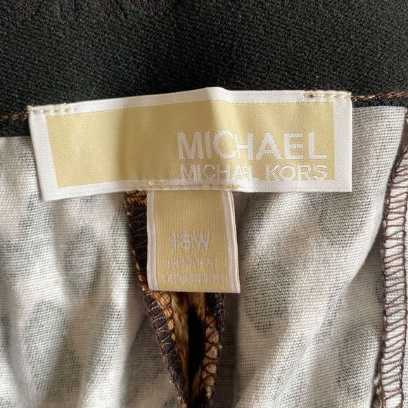 Michael Kors NWT MobWife Leopard Print Pants Tummy Control Cotton Dark Camel 18 - Picture 6 of 9